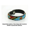 Kenyan Beaded Leather Bracelet w/ Snap