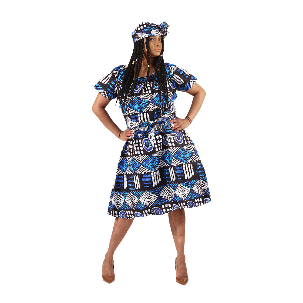 African Print Tie Waist Dress - Style A