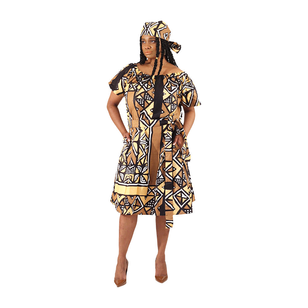 African Print Tie Waist Dress - Style A
