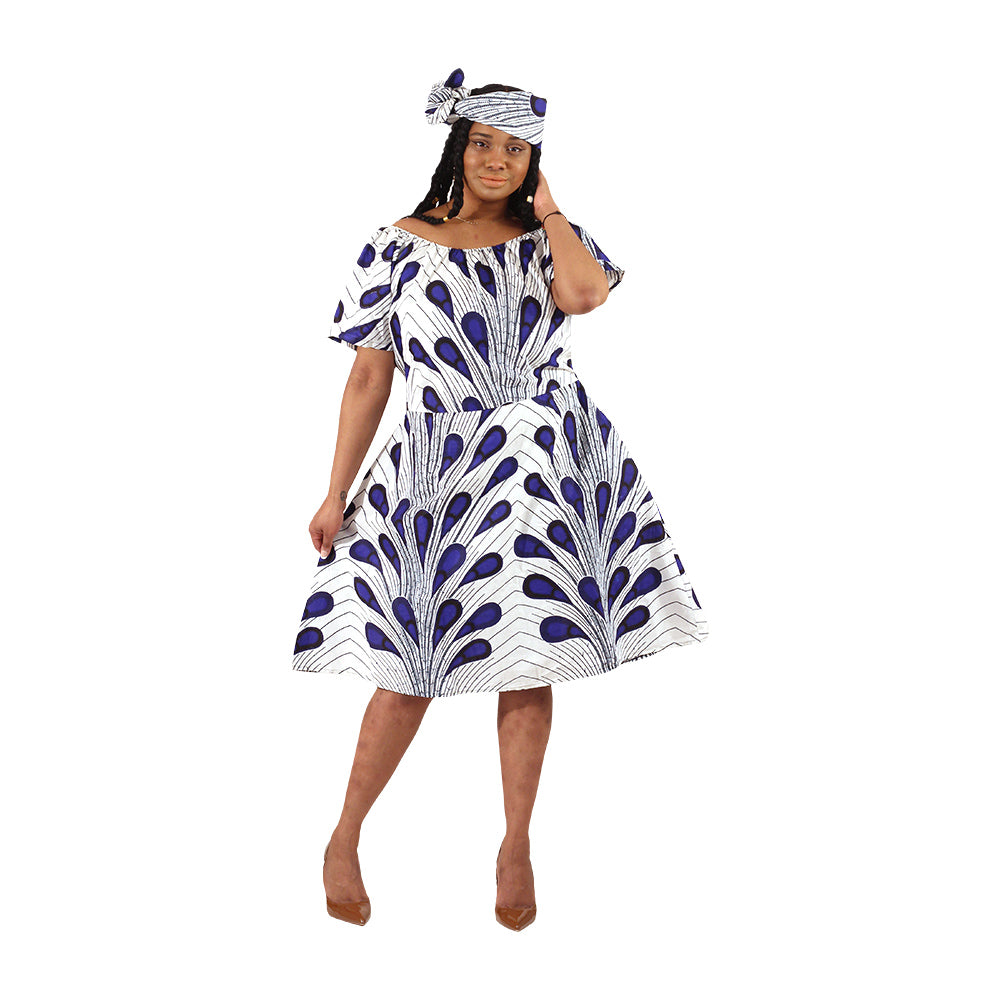 African Print Tie Waist Dress - Style A