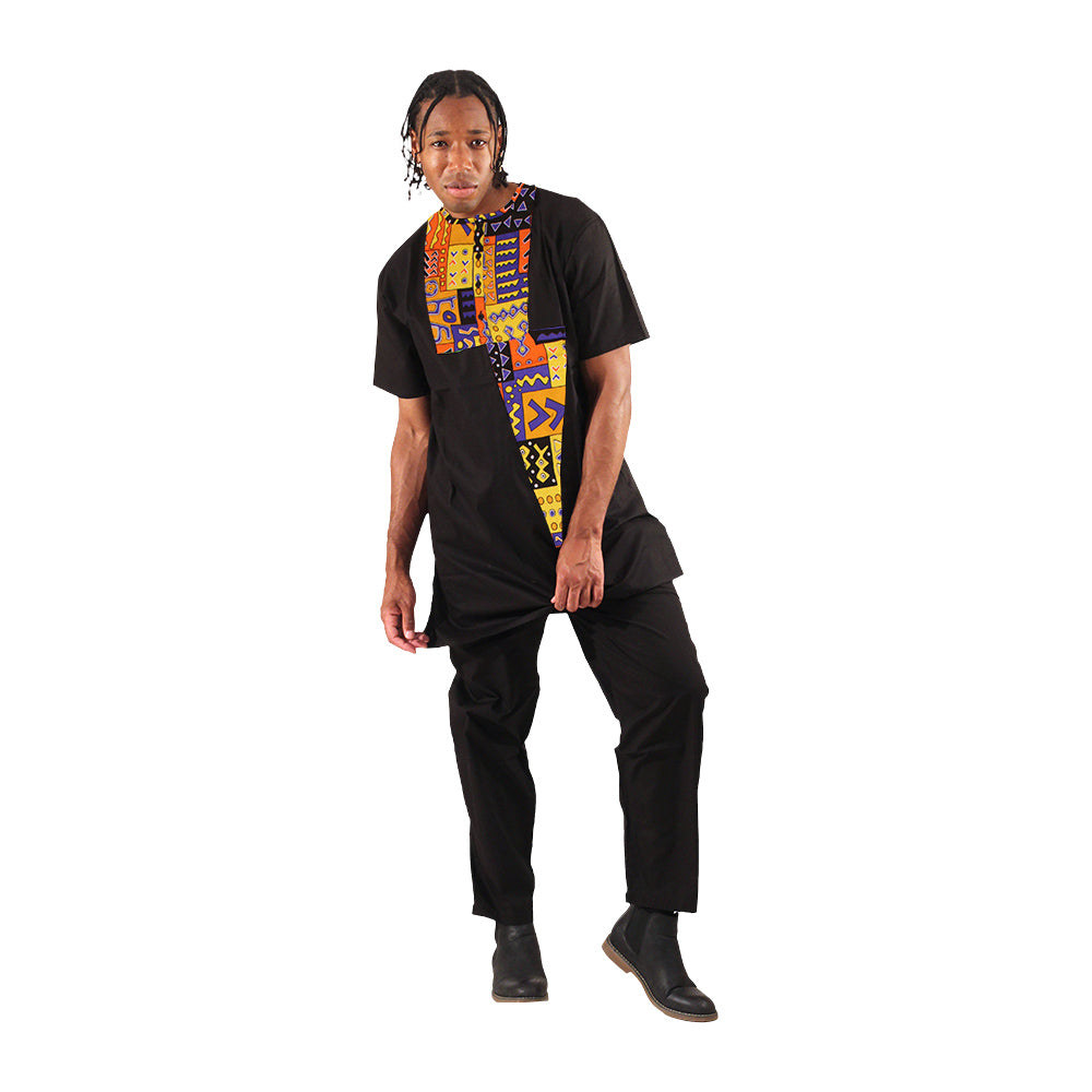 African Print Patchwork Pants Set - Style A - 2X