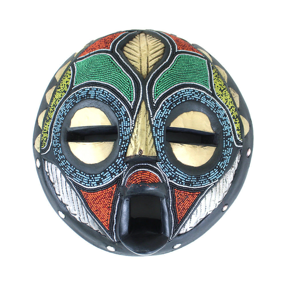 Ghanaian Round Beaded Mask - Style #1