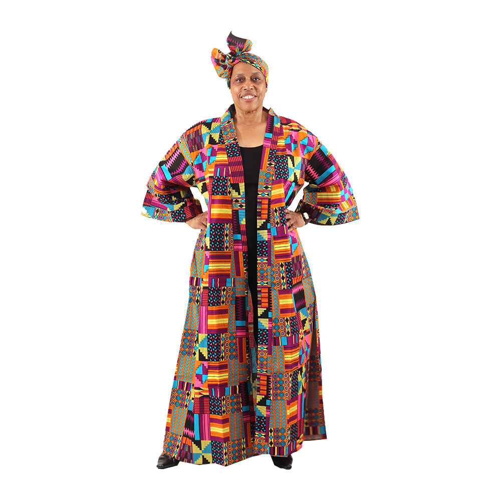 African Print Long Kimono - Style A
