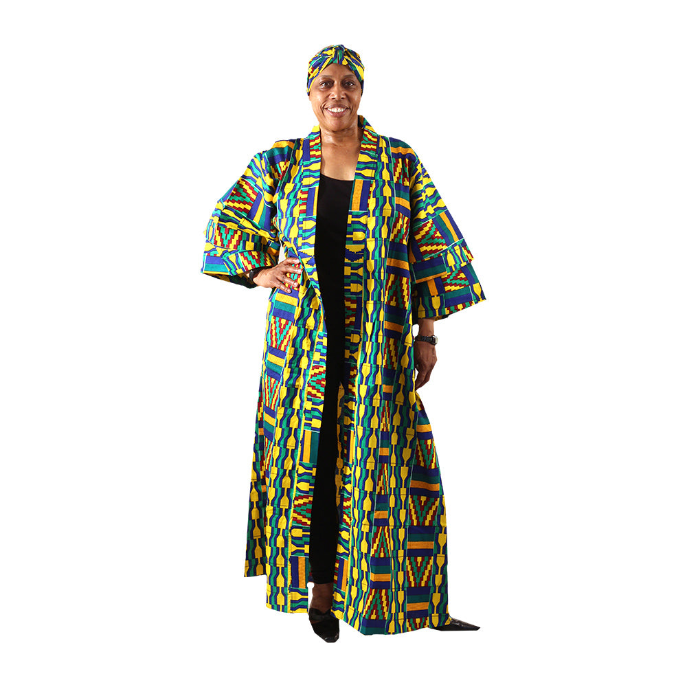 African Print Long Kimono - Style A