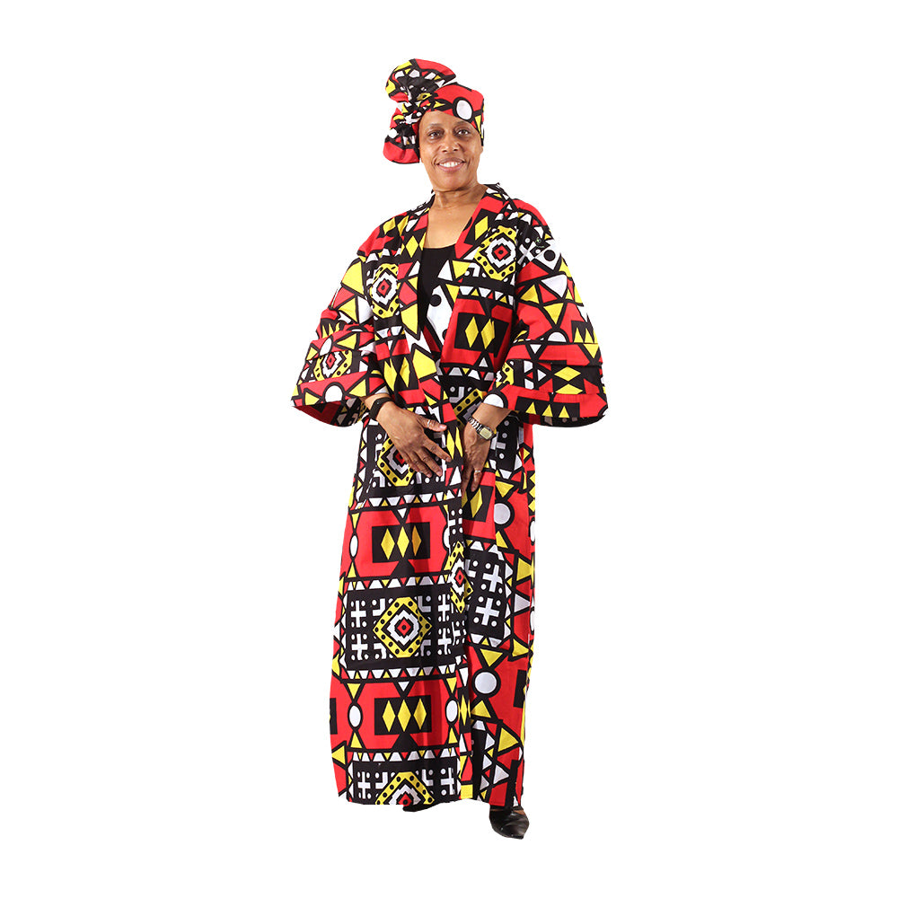 African Print Long Kimono - Style A
