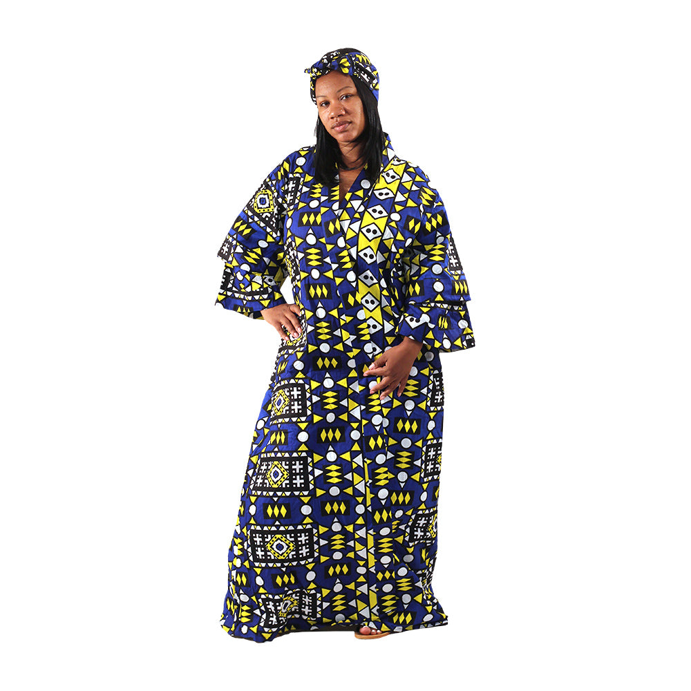 African Print Long Kimono - Style A