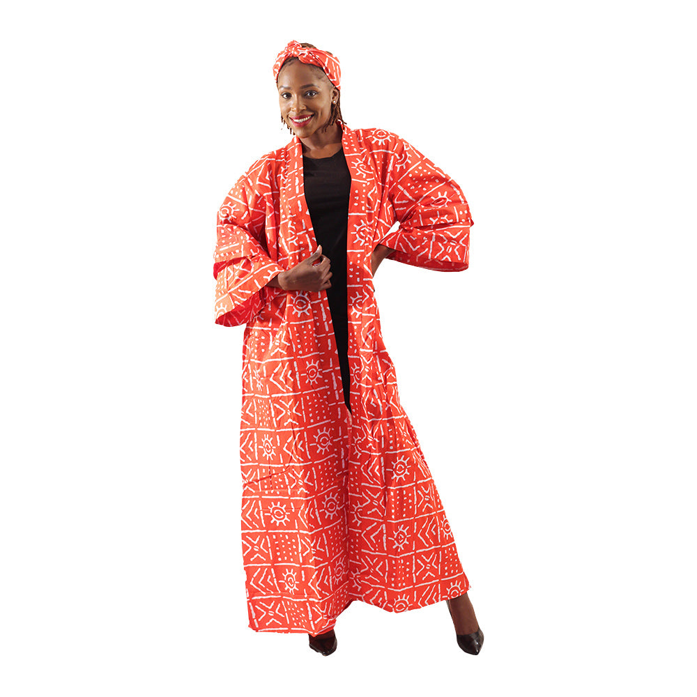 African Print Long Kimono - Style A