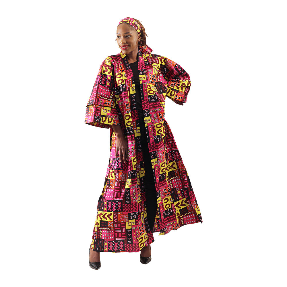 African Print Long Kimono - Style A