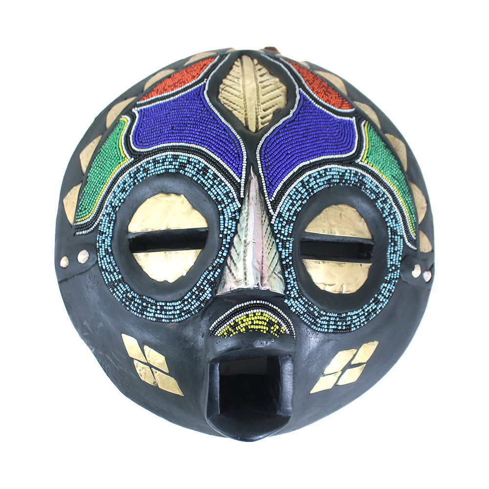 Ghanaian Round Beaded Mask - Style #1