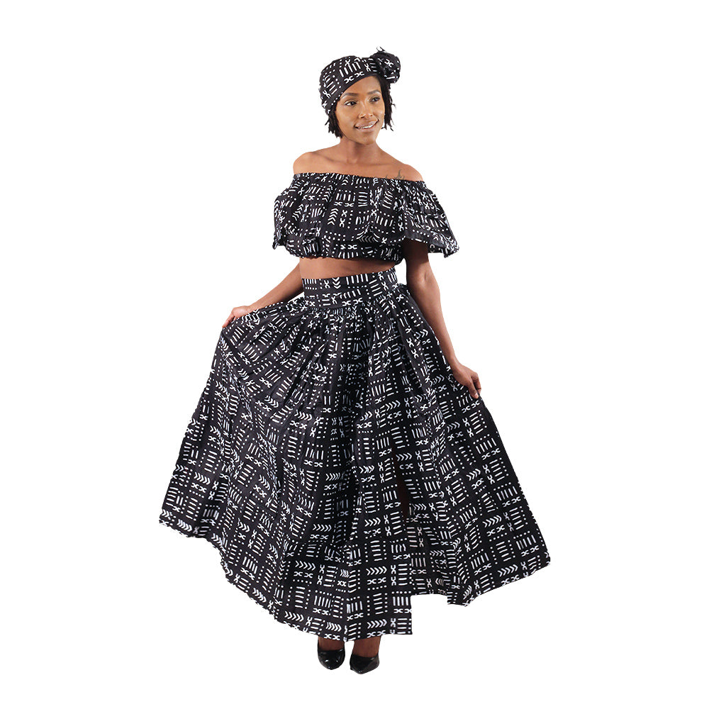 African Print Crop Top & Skirt Set - Style A