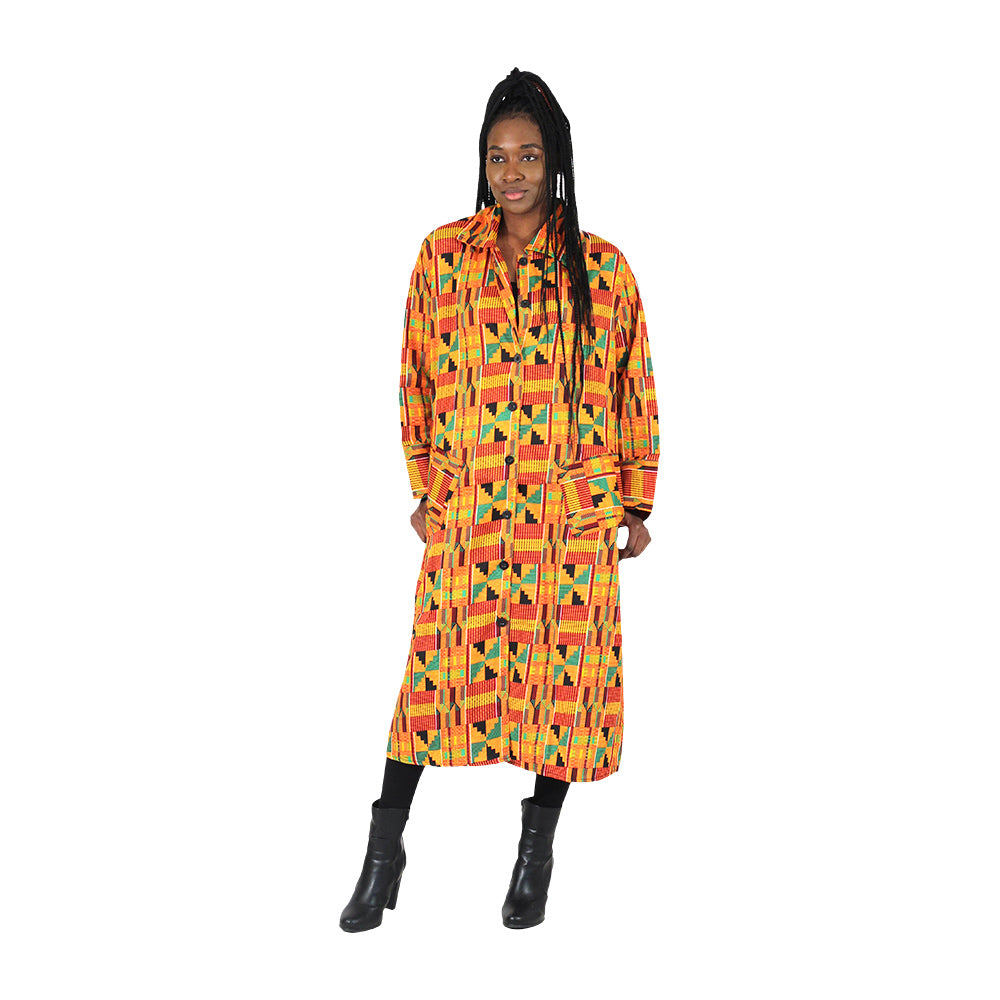 African Print Button Dress - Style A