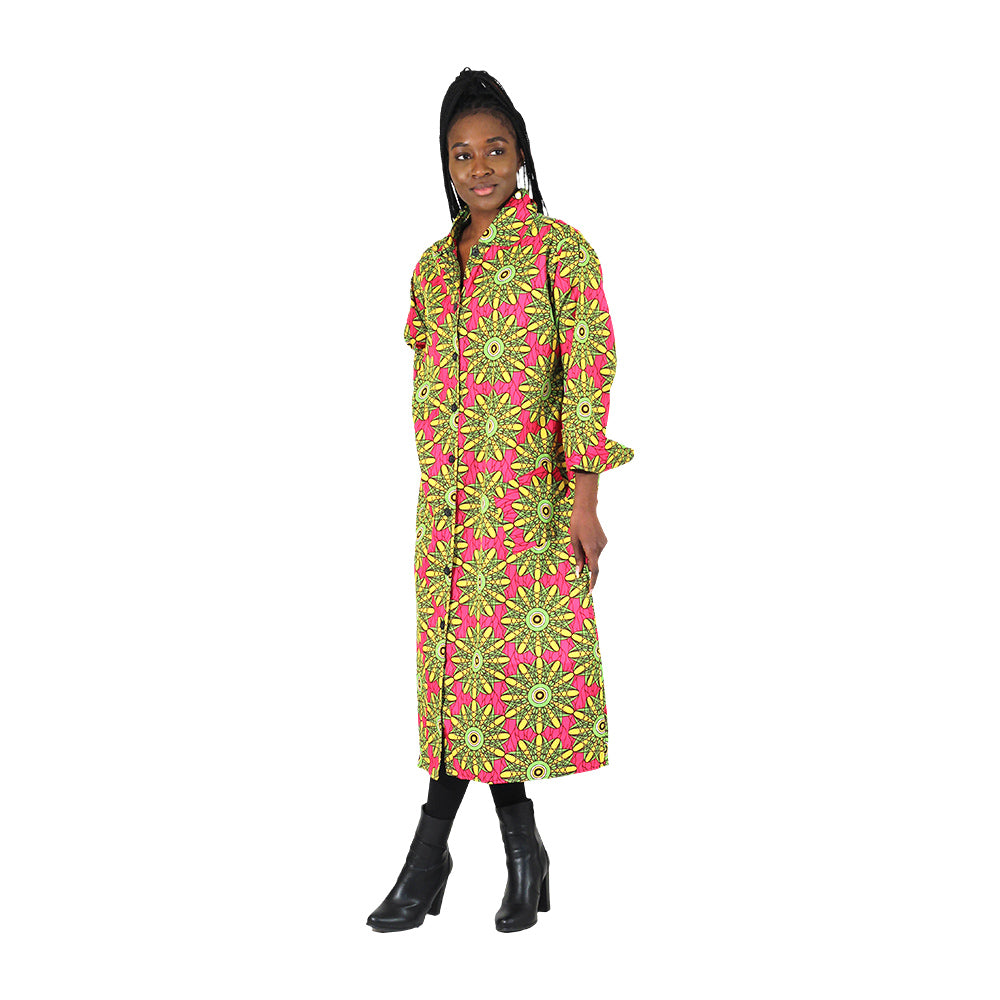 African Print Button Dress - Style A