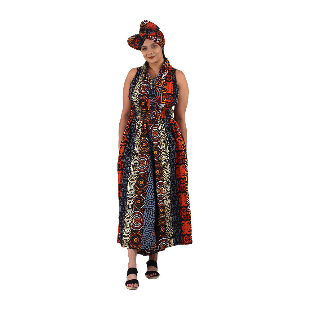 African Print Sleeveless Jumpsuit - Style A