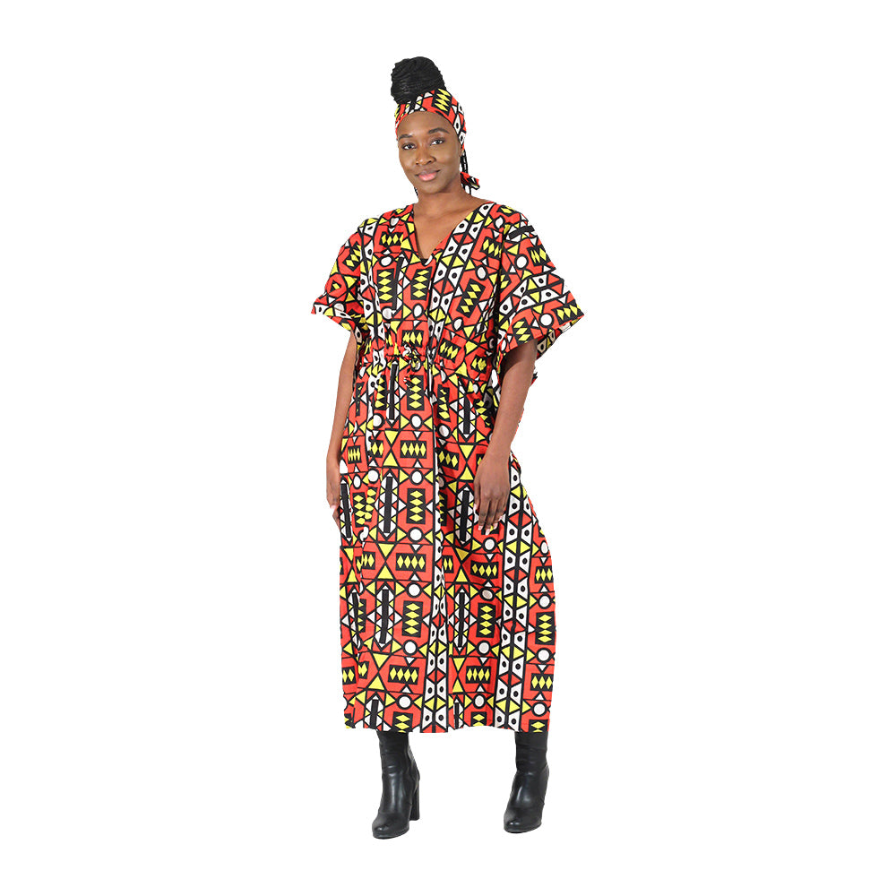 African Print Draw-String Kaftan - Style A