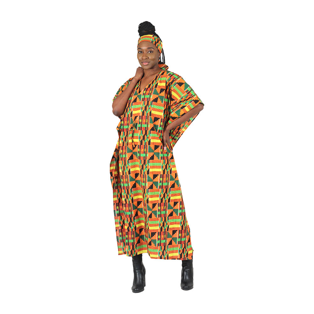 African Print Draw-String Kaftan - Style A