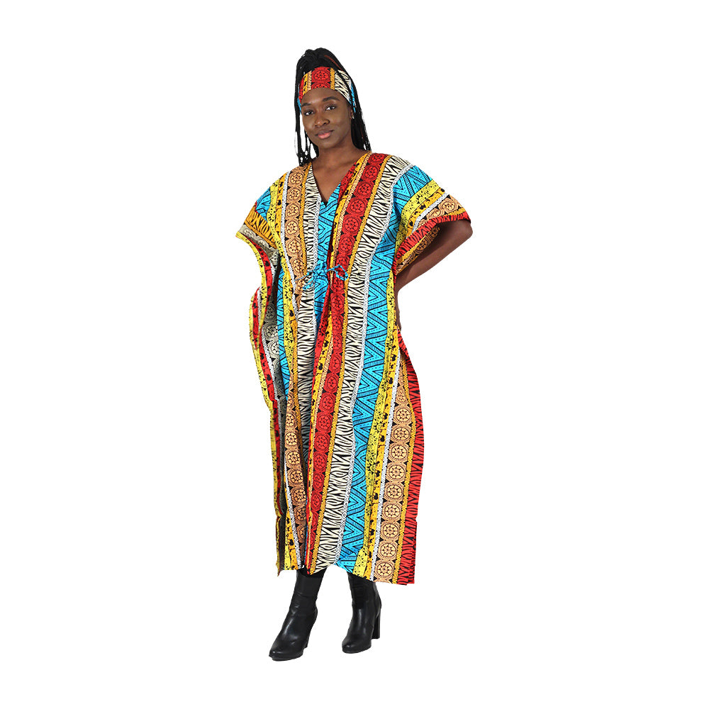African Print Draw-String Kaftan - Style A