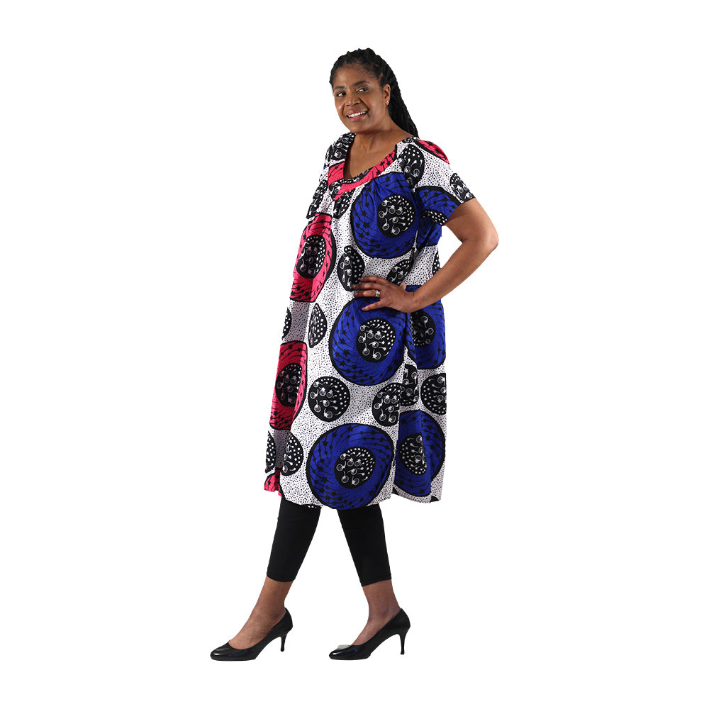 African Print Short Dress w/ Sleeves - Style A