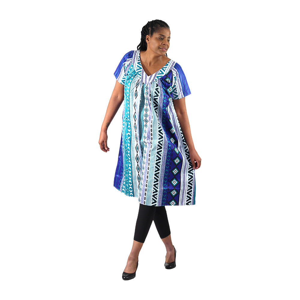 African Print Short Dress w/ Sleeves - Style A