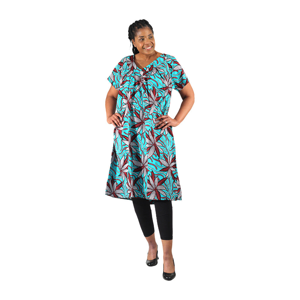 African Print Short Dress w/ Sleeves - Style A