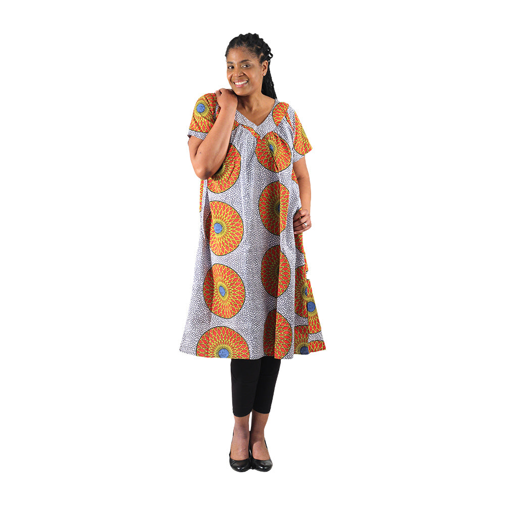 African Print Short Dress w/ Sleeves - Style A