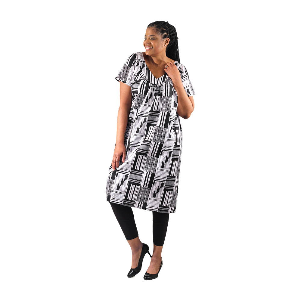 African Print Short Dress w/ Sleeves - Style A
