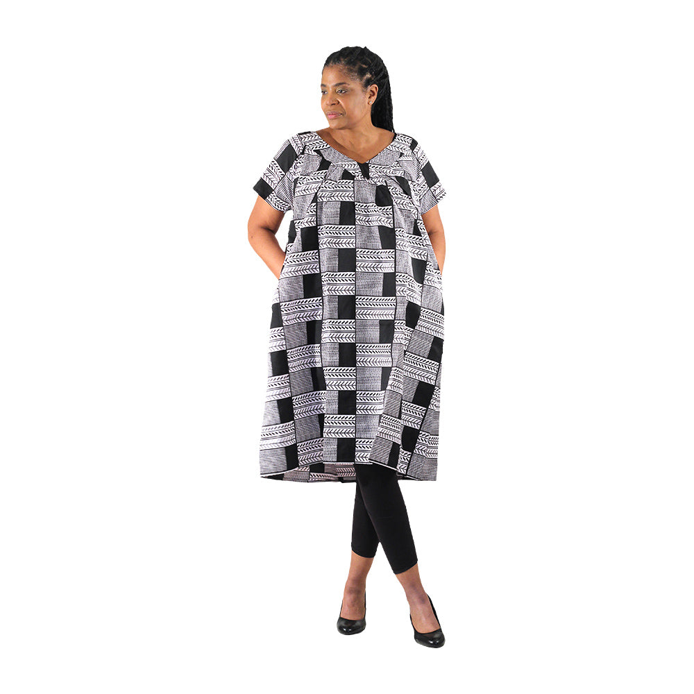 African Print Short Dress w/ Sleeves - Style A
