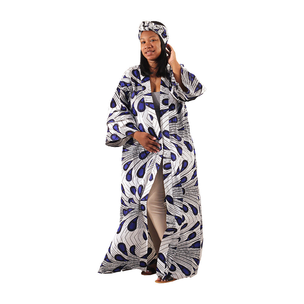 African Print Long Kimono - Style A