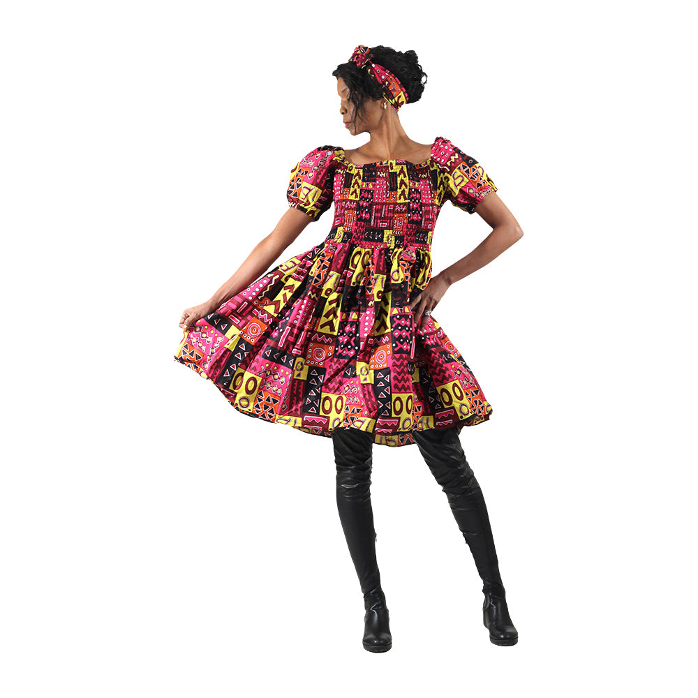 African Print Smocked Top - Style A