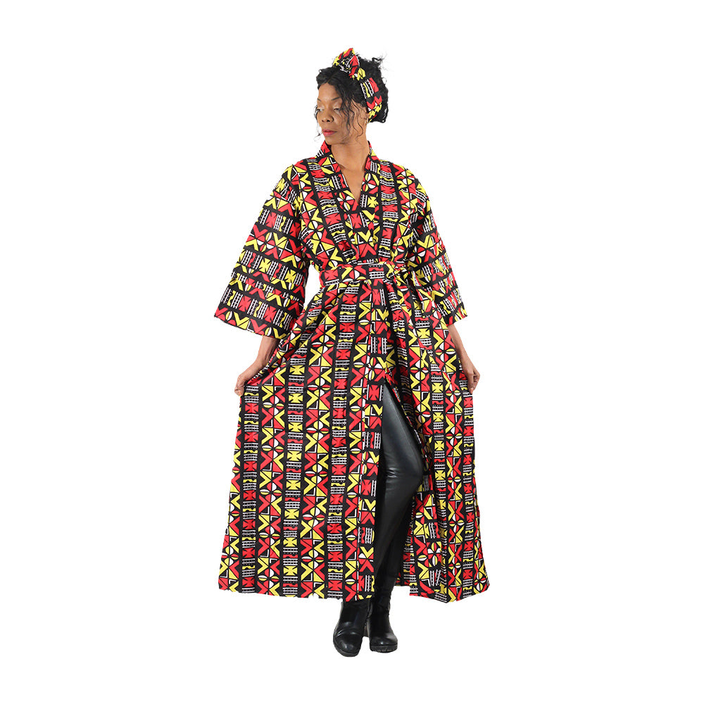 Ankara Print Long Kimono - Style A