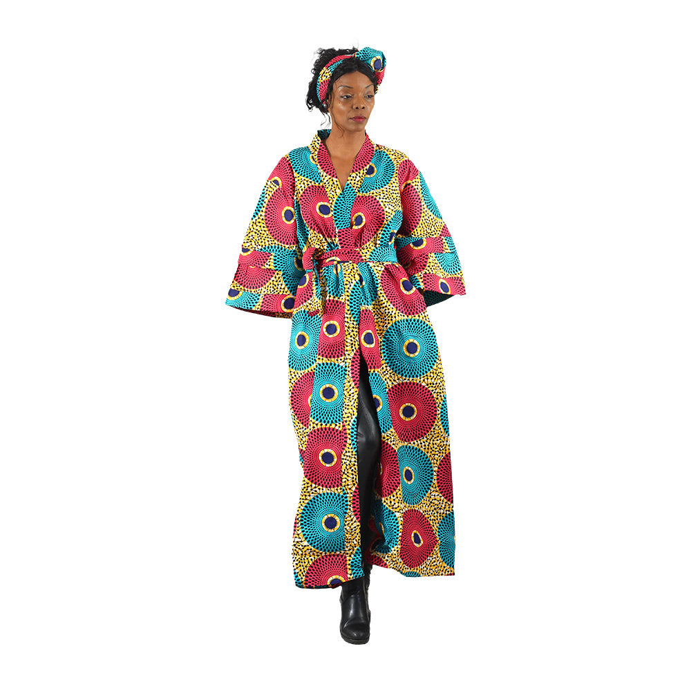 Ankara Print Long Kimono - Style A