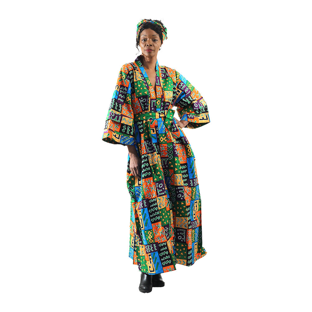 Ankara Print Long Kimono - Style A