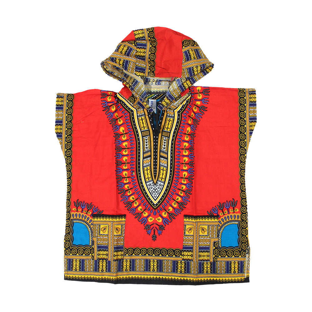 Children's Traditional Print Hooded Dashiki - Blue - LG/XL