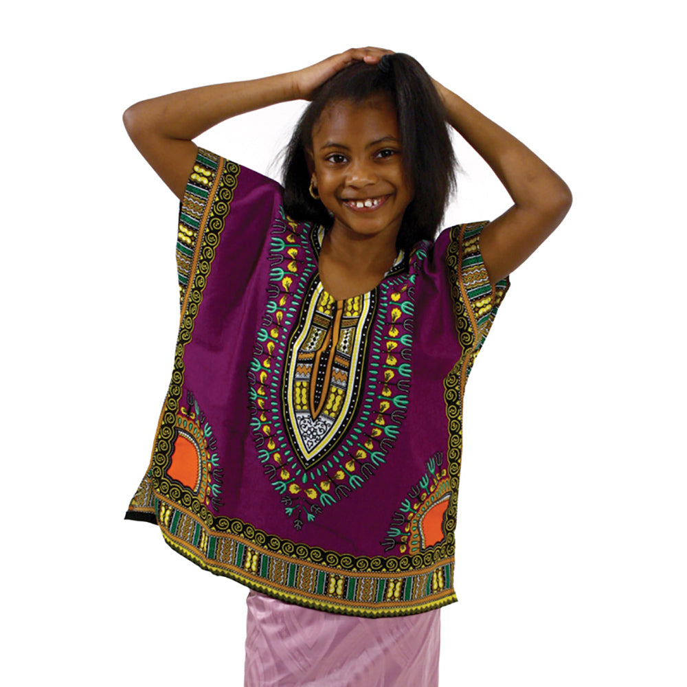 Children's Traditional Dashiki - Black/Blue - Large