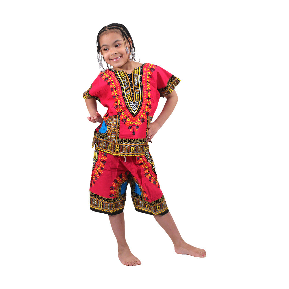 Children's Dashiki & Shorts - Black - Large
