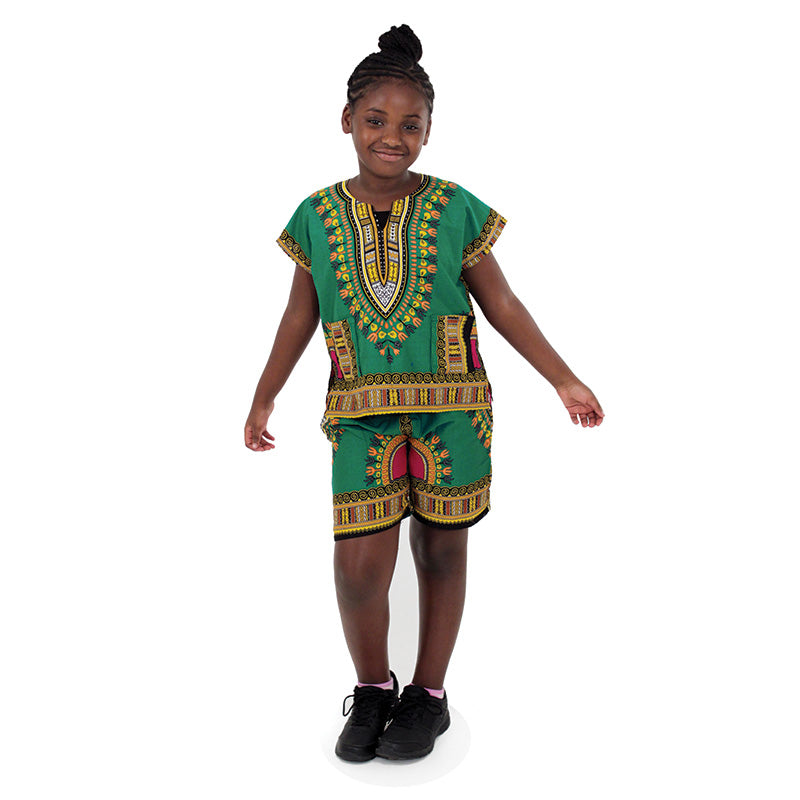 Children's Dashiki & Shorts - Black - Large