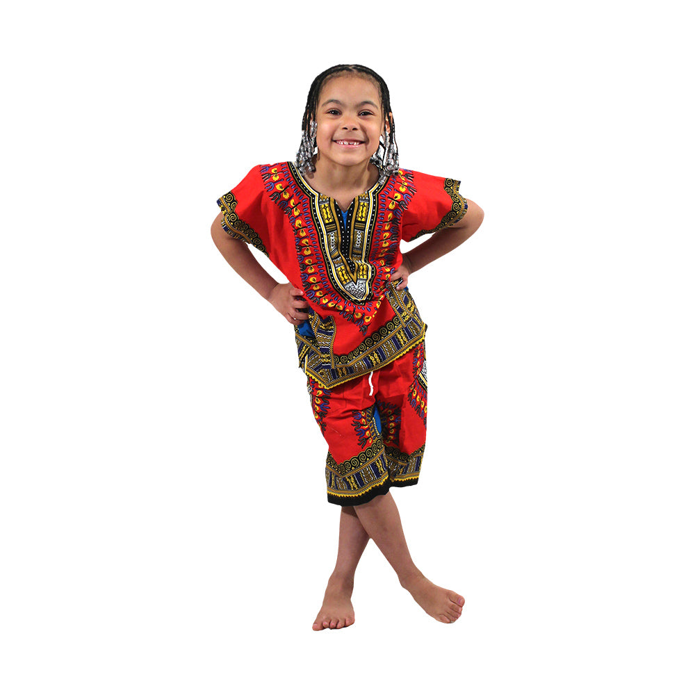 Children's Dashiki & Shorts - Black - Large