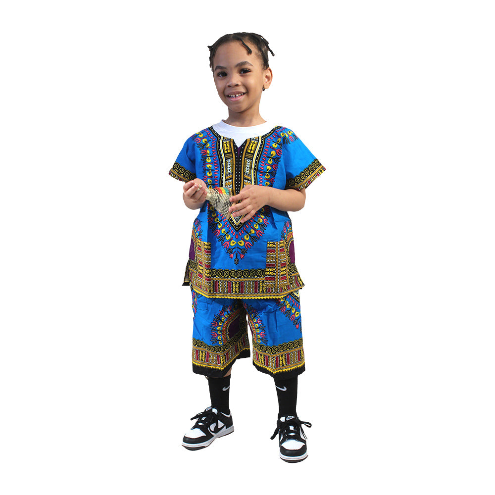 Children's Dashiki & Shorts - Black - Large