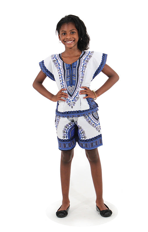 Children's Dashiki & Shorts - Black - Large