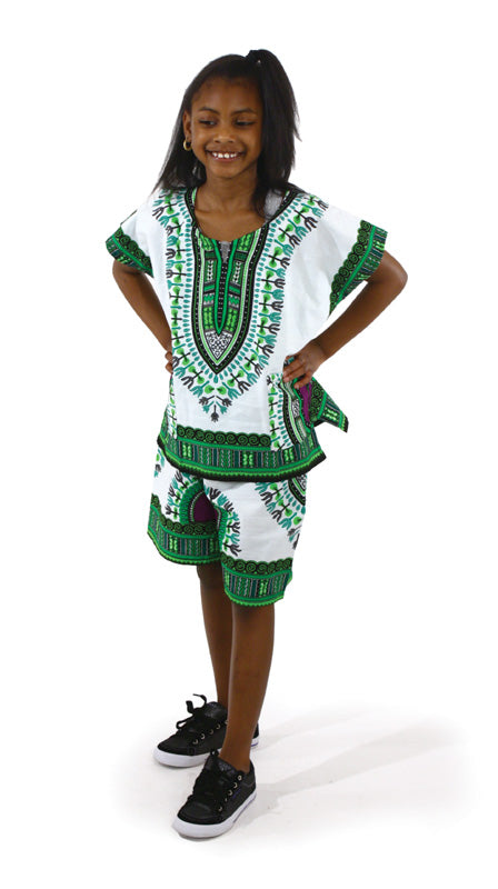 Children's Dashiki & Shorts - Black - Large