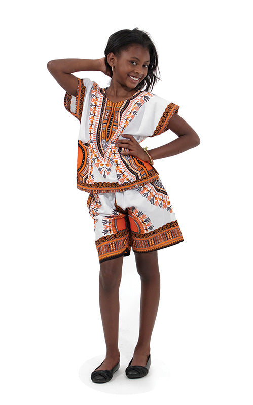 Children's Dashiki & Shorts - Black - Large
