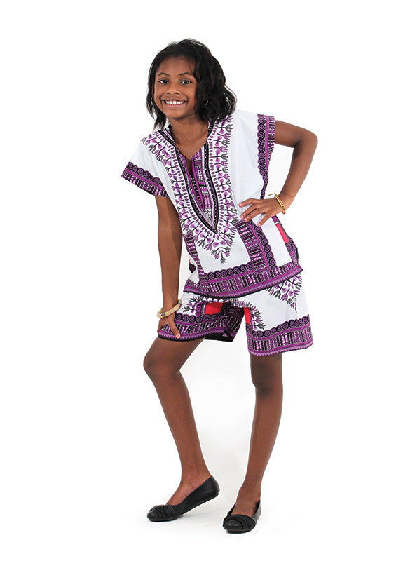Children's Dashiki & Shorts - Black - Large