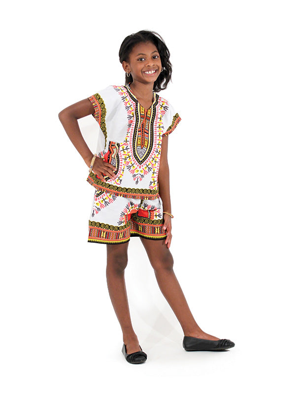 Children's Dashiki & Shorts - Black - Large