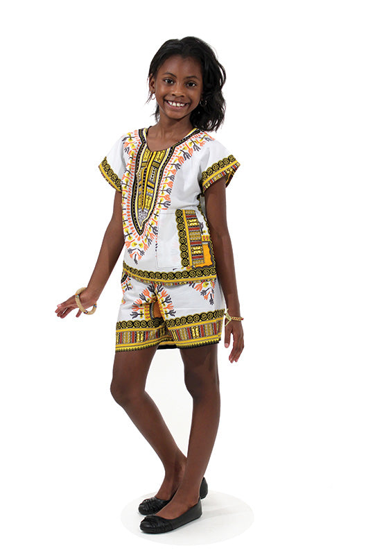 Children's Dashiki & Shorts - Black - Large