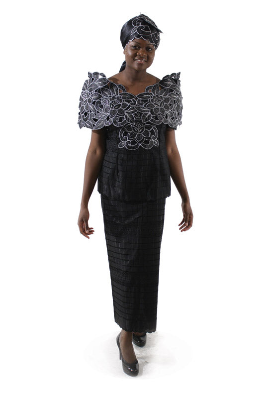 Butterfly Lace Skirt Set - Black - Size 12