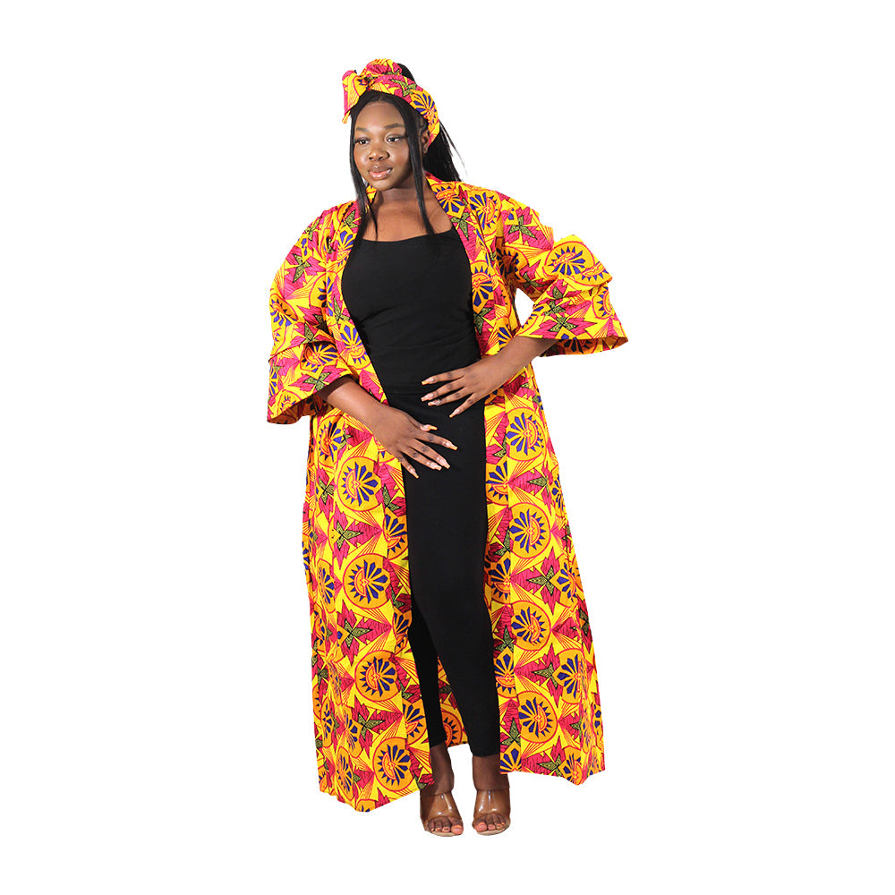 African Print Long Kimono - Style A