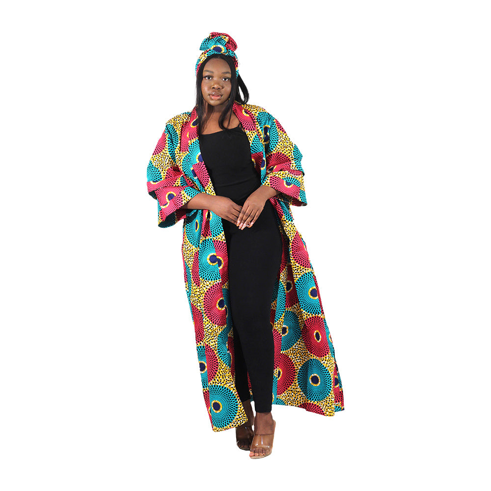 African Print Long Kimono - Style A
