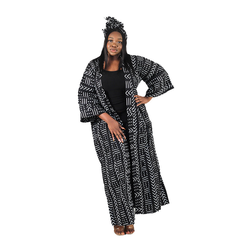 African Print Long Kimono - Style A