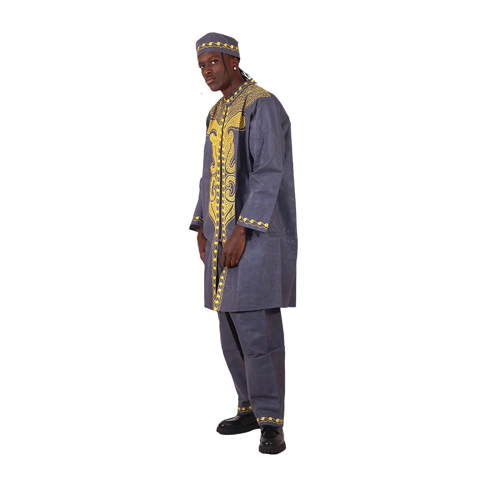 African King Three-Piece Suit Set - Dark Brown