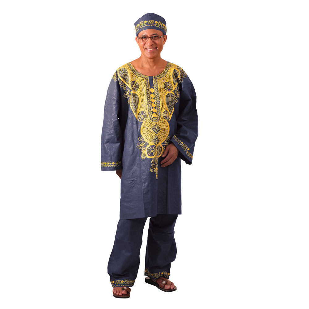 African Royalty Embroidered Pant Set - Dark Gray