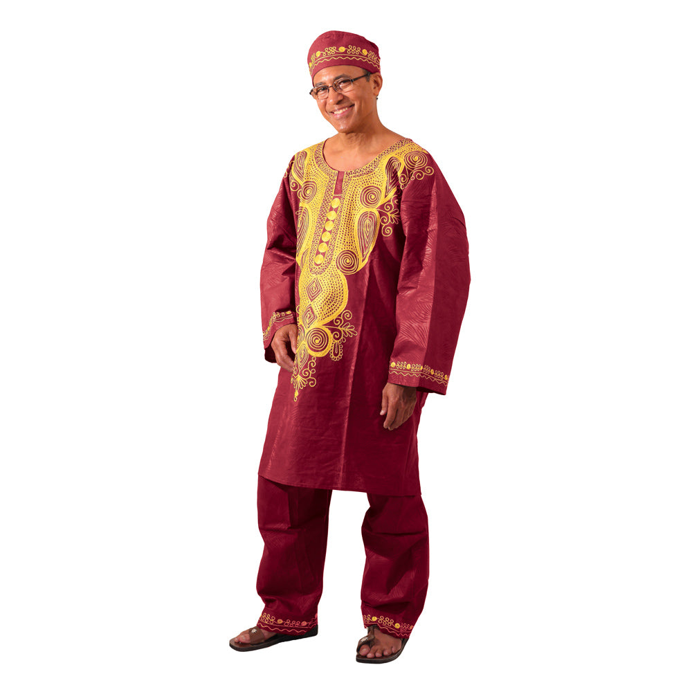 African Royalty Embroidered Pant Set - Dark Gray